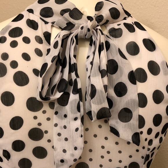 BCX Ruffle front polka dot halter top S - Picture 7 of 8